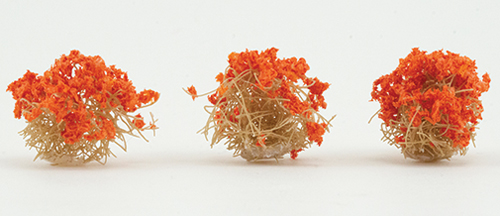 Dollhouse miniature ORANGE BRITTLE BUSHES, 3PC